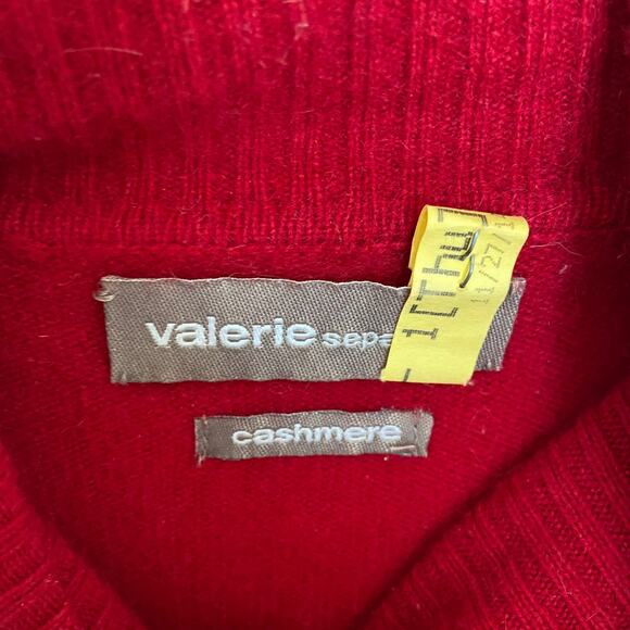 Cashmere Turtleneck Sweater Vintage Size Large Red Cozy Distressed Retro Chic - Picture 7 of 14